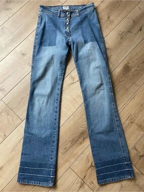 Vintage Morgan de Toi Y2K Two-Tone Button Fly Flare Jeans